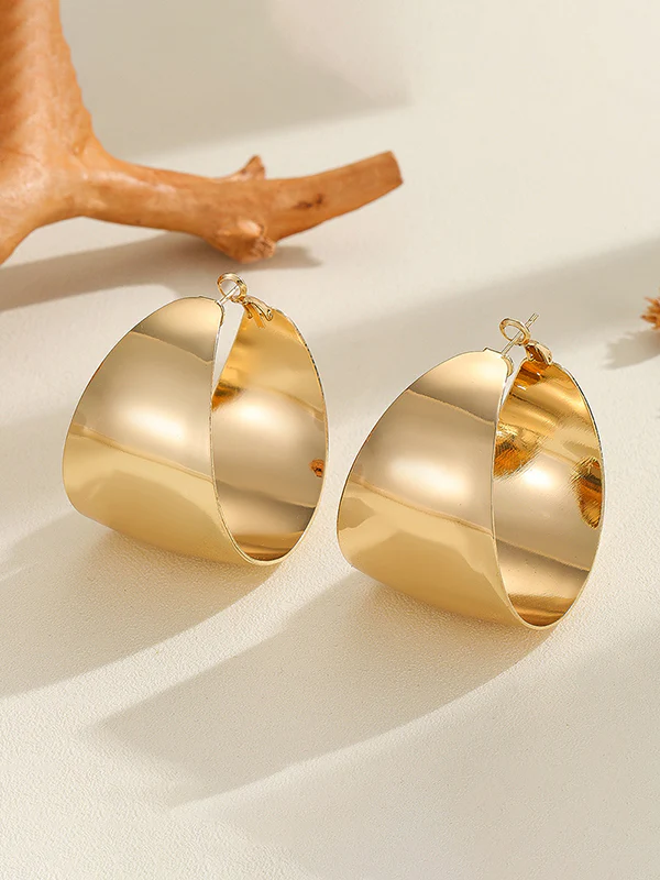 Geometric Shiny Solid Color Earrings Accessories - Image 4