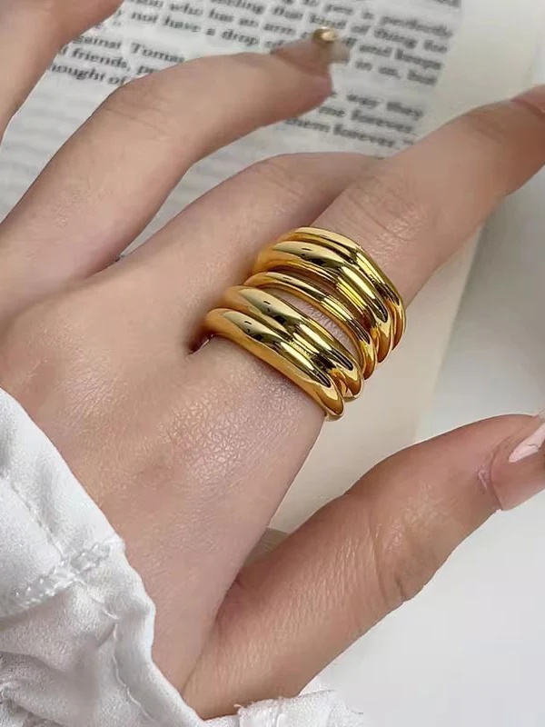 Geometric Shiny Solid Color Rings Accessories - Image 2
