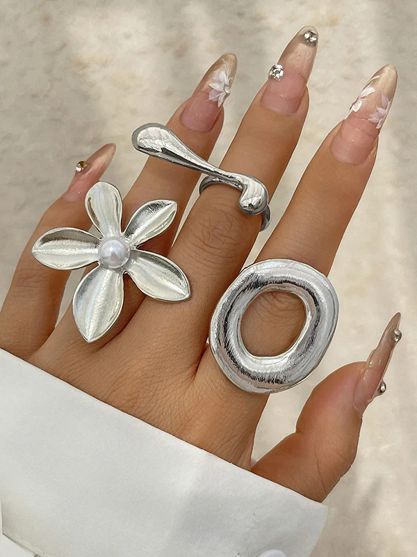 Geometric Shiny Solid Color Rings Accessories - Image 3