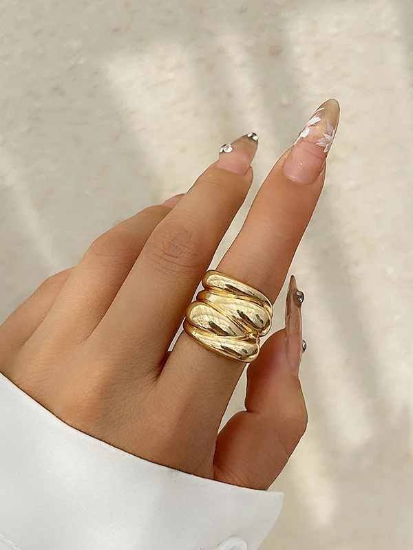 Geometric Shiny Solid Color Rings Accessories - Image 2