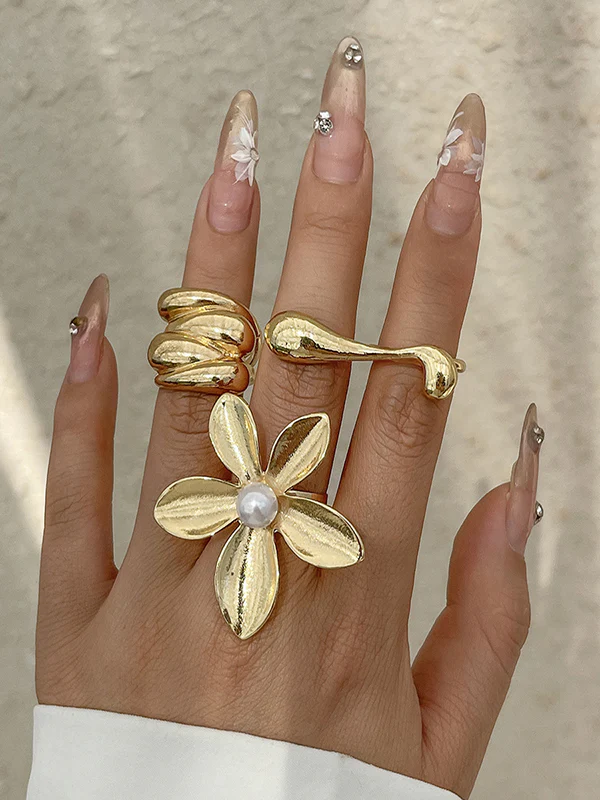 Geometric Shiny Solid Color Rings Accessories - Image 3