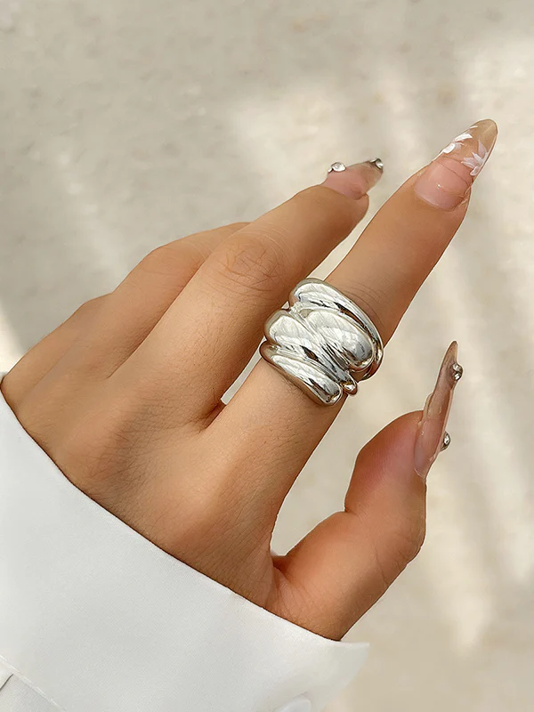 Geometric Shiny Solid Color Rings Accessories - Image 4