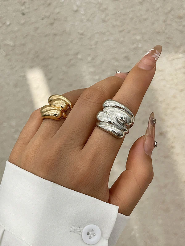 Geometric Shiny Solid Color Rings Accessories - Image 5