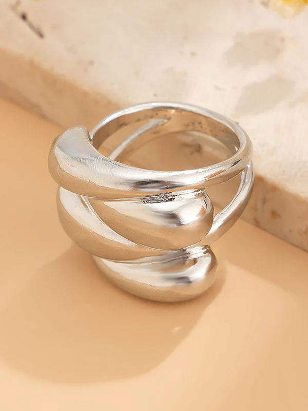 Geometric Shiny Solid Color Rings Accessories - Image 7