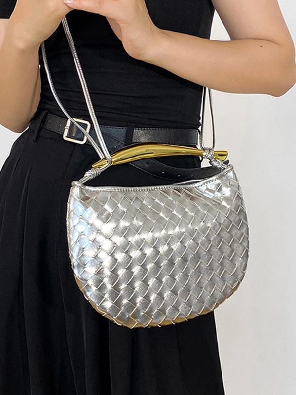 Geometric Shiny Woven Crossbody Bags Handbags - Image 10