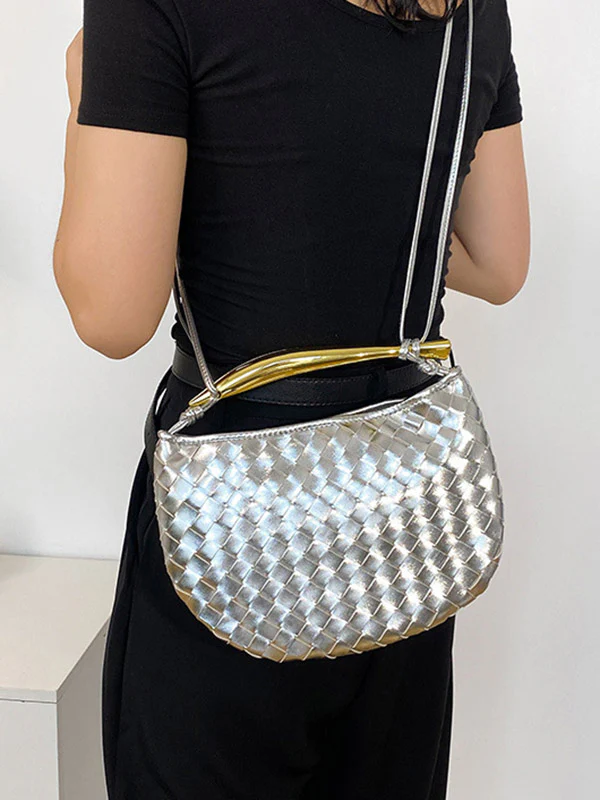 Geometric Shiny Woven Crossbody Bags Handbags - Image 11