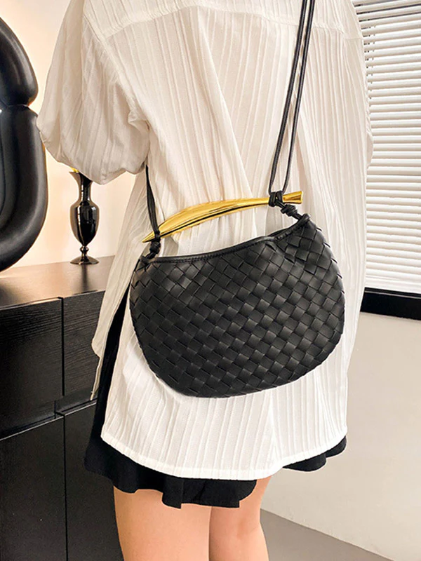 Geometric Shiny Woven Crossbody Bags Handbags - Image 12