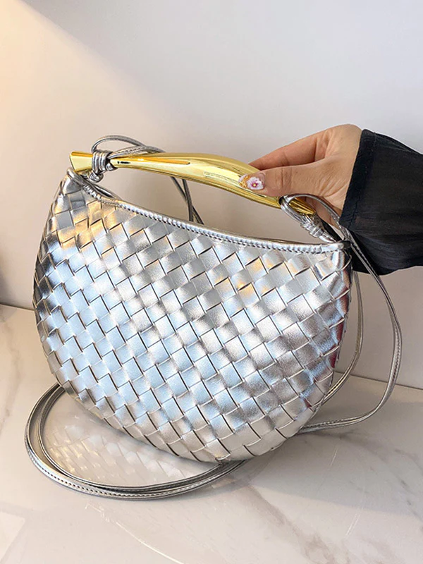 Geometric Shiny Woven Crossbody Bags Handbags - Image 18