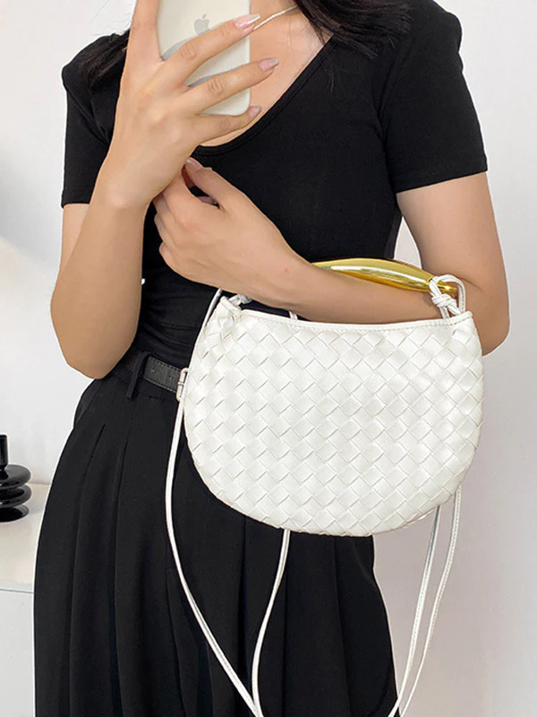Geometric Shiny Woven Crossbody Bags Handbags - Image 4