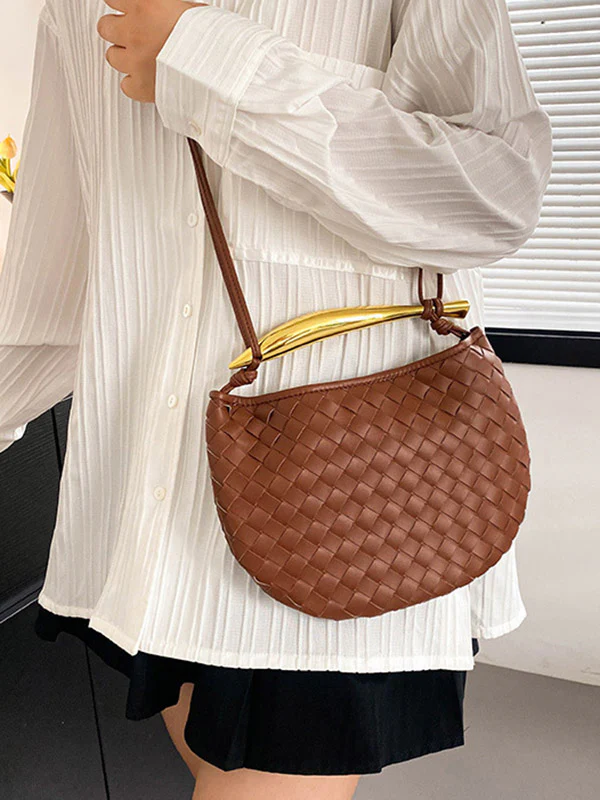 Geometric Shiny Woven Crossbody Bags Handbags - Image 6
