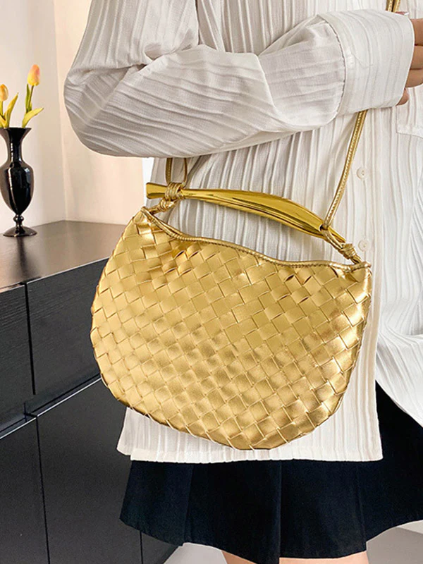 Geometric Shiny Woven Crossbody Bags Handbags - Image 8