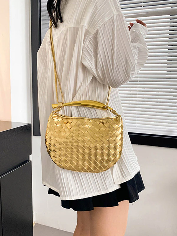 Geometric Shiny Woven Crossbody Bags Handbags - Image 9