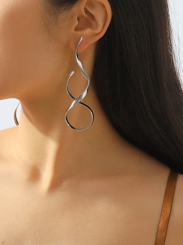 Geometric Solid Color Drop Earrings - Image 2