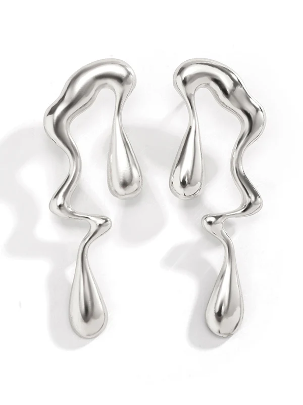 Geometric Solid Color Drop Earrings - Image 7