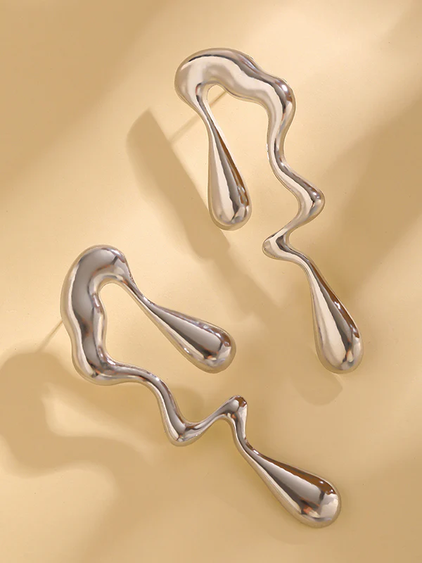 Geometric Solid Color Drop Earrings - Image 9