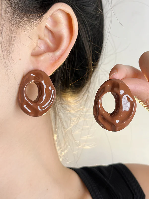 Geometric Solid Color Drop Earrings - Image 2