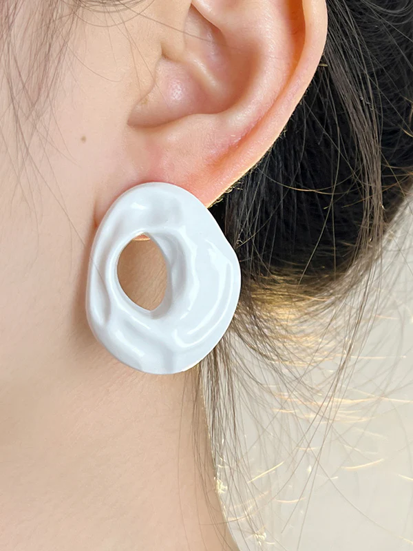Geometric Solid Color Drop Earrings - Image 3