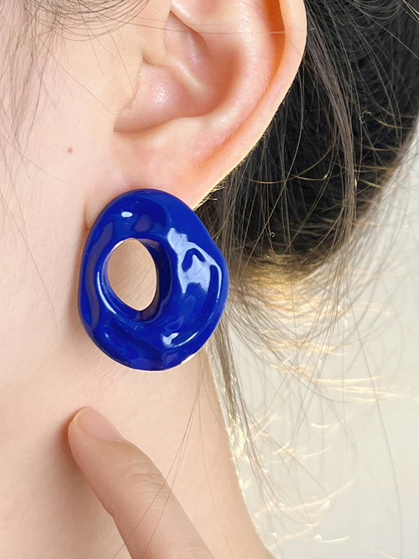 Geometric Solid Color Drop Earrings - Image 4