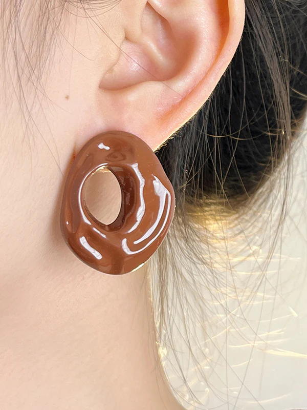 Geometric Solid Color Drop Earrings - Image 5