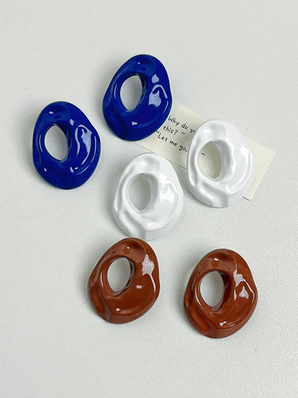 Geometric Solid Color Drop Earrings - Image 6