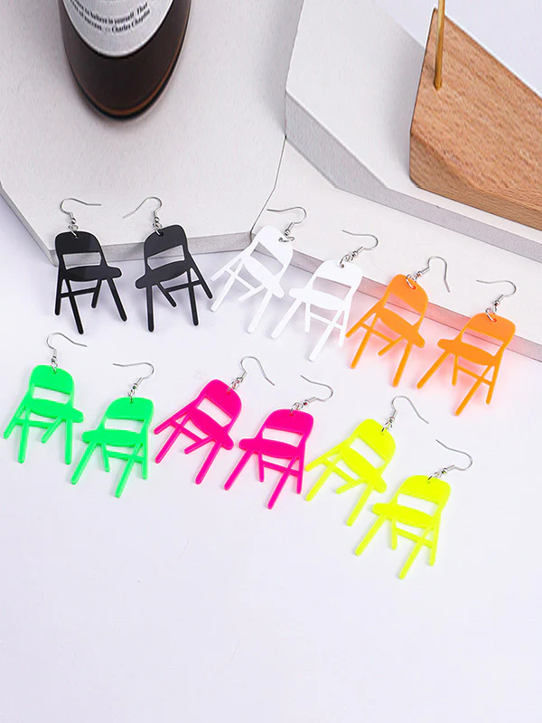 Geometric Solid Color Drop Earrings - Image 2