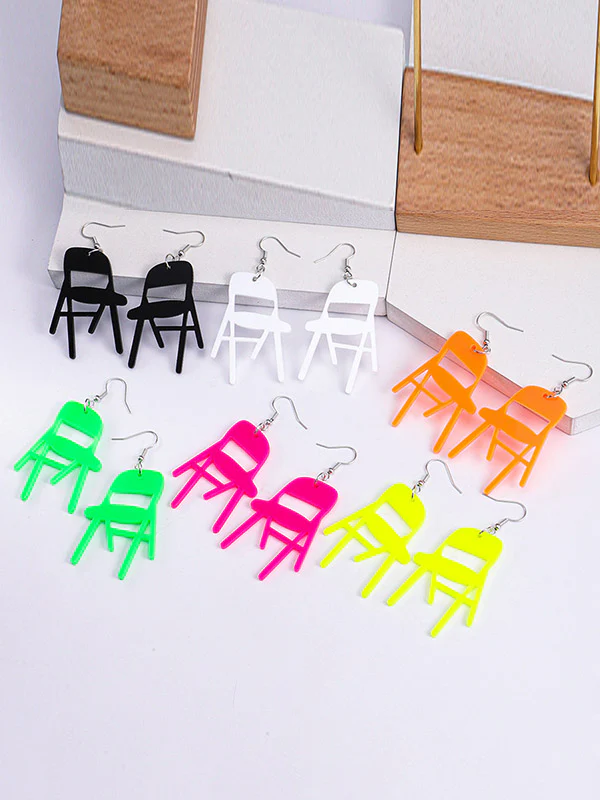 Geometric Solid Color Drop Earrings - Image 3