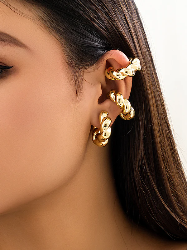 Geometric Solid Color Ear Clip - Image 2