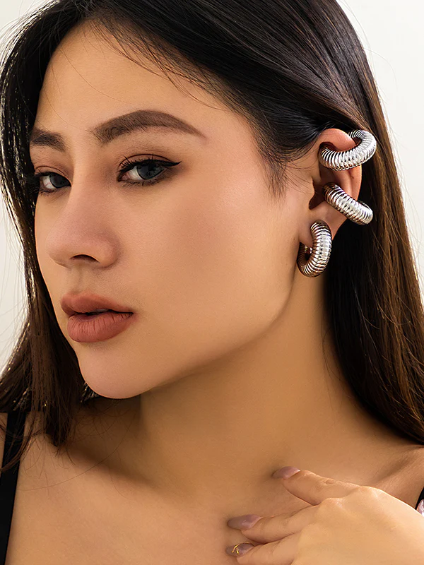 Geometric Solid Color Ear Clip - Image 22