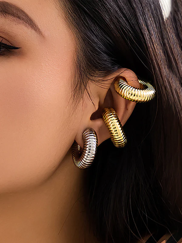 Geometric Solid Color Ear Clip - Image 3