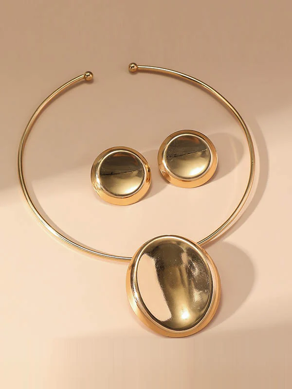 Geometric Solid Color Earrings Accessories + Necklaces Accessories Three Pieces - Image 2