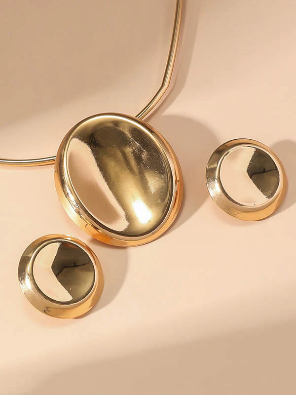 Geometric Solid Color Earrings Accessories + Necklaces Accessories Three Pieces - Image 3