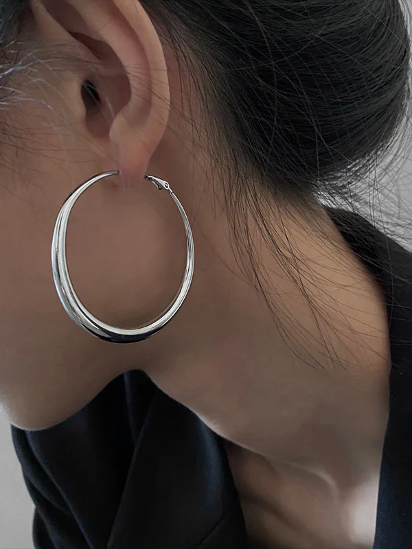 Geometric Solid Color Hood Earrings Accessories - Image 2