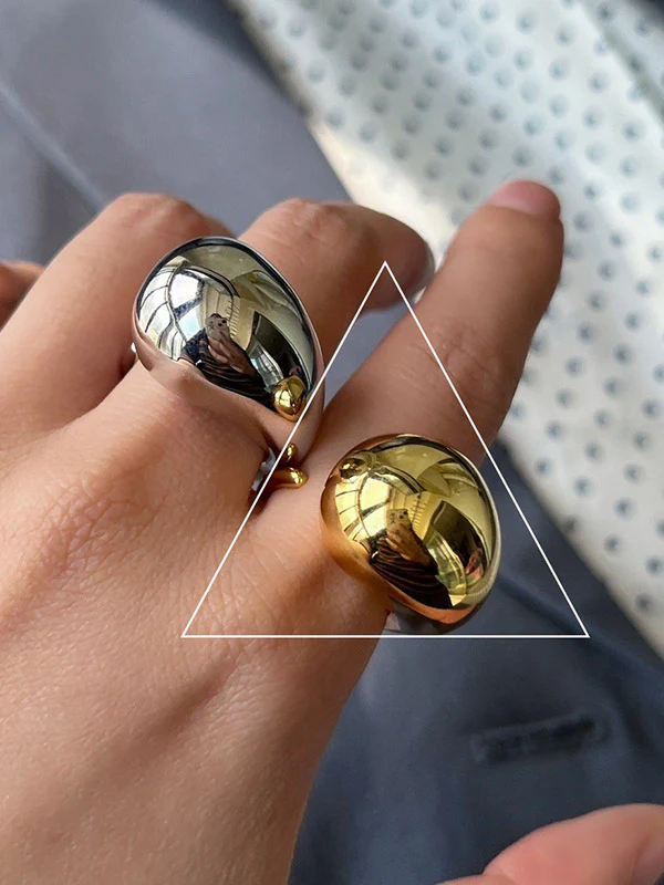 Geometric Solid Color Rings Accessories - Image 5