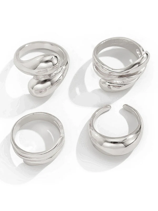 Geometric Solid Color Rings Accessories - Image 11