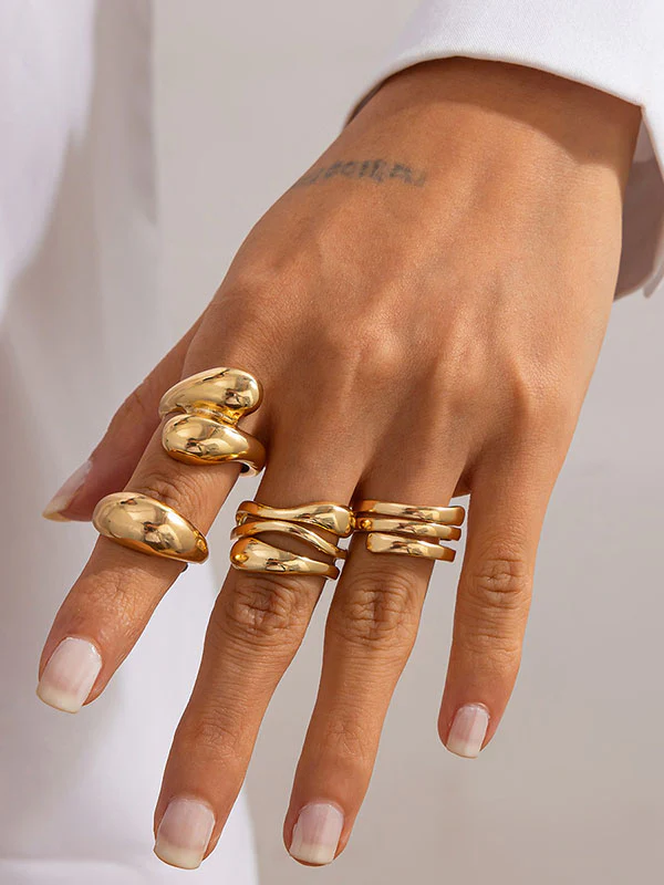 Geometric Solid Color Rings Accessories - Image 2