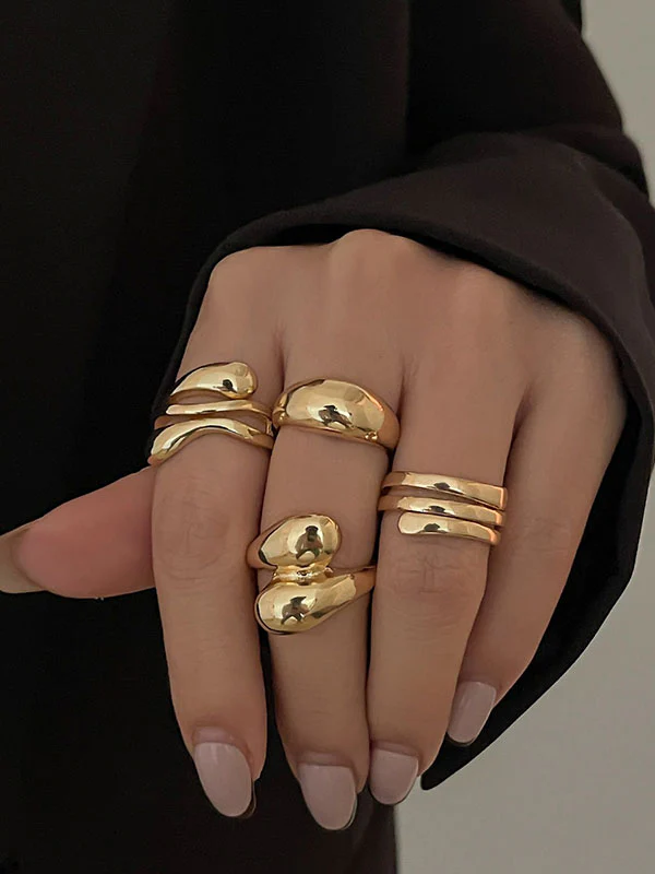 Geometric Solid Color Rings Accessories - Image 3