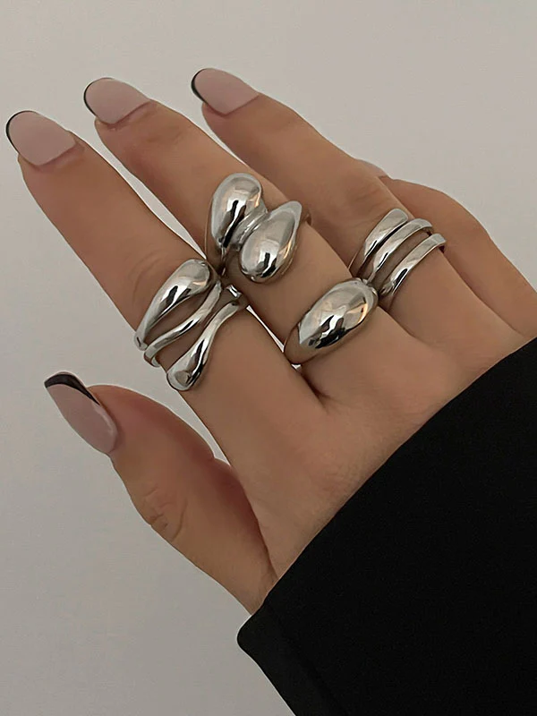 Geometric Solid Color Rings Accessories - Image 4