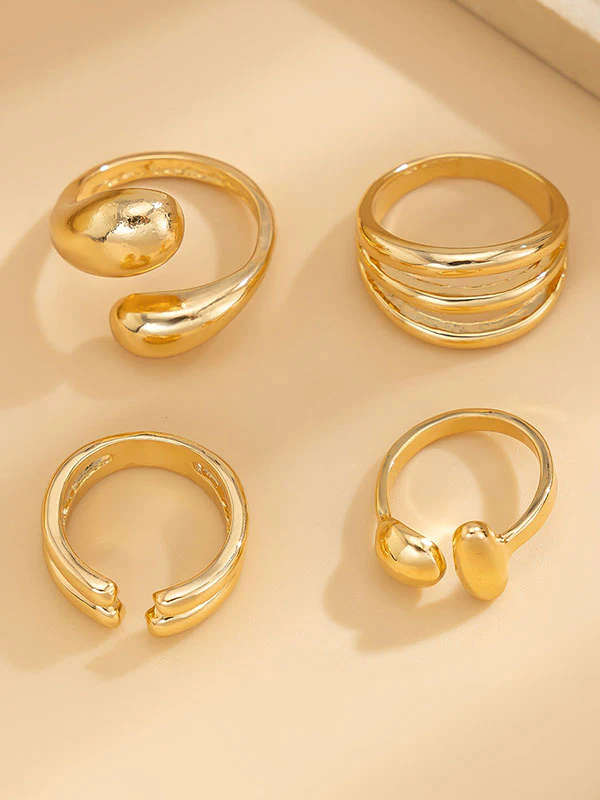 Geometric Solid Color Rings Accessories - Image 2
