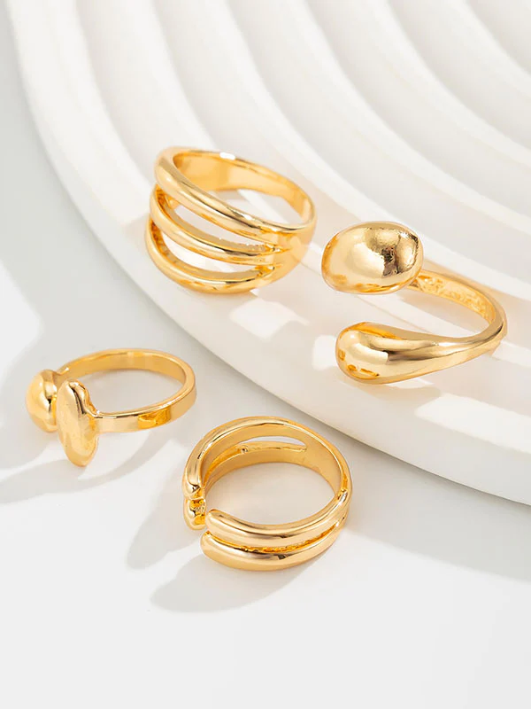 Geometric Solid Color Rings Accessories - Image 3