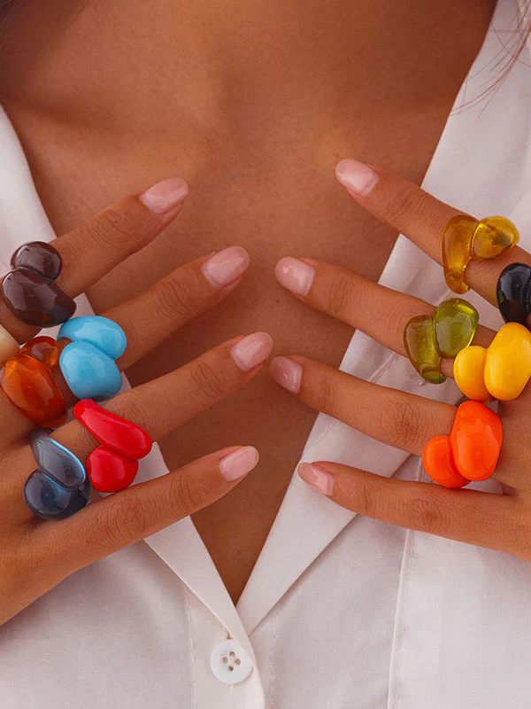 Geometric Solid Color Rings Accessories - Image 2