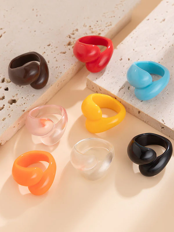 Geometric Solid Color Rings Accessories - Image 25