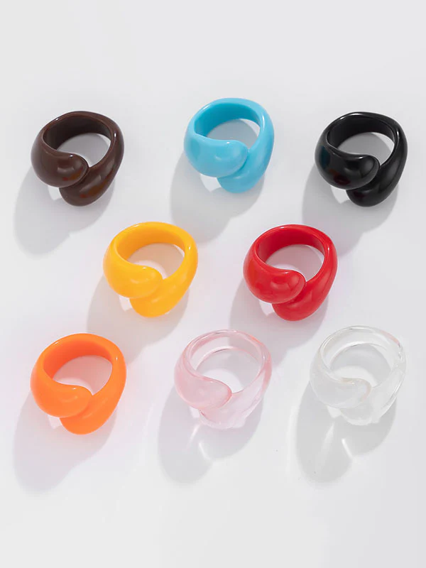 Geometric Solid Color Rings Accessories - Image 26
