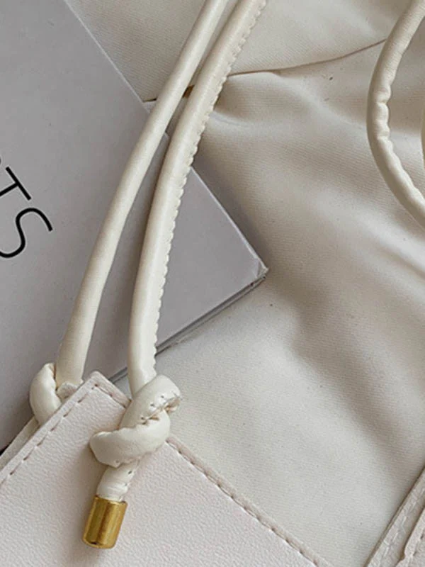 Geometric Solid Color Split-Joint Woven Bags Handbags - Image 13