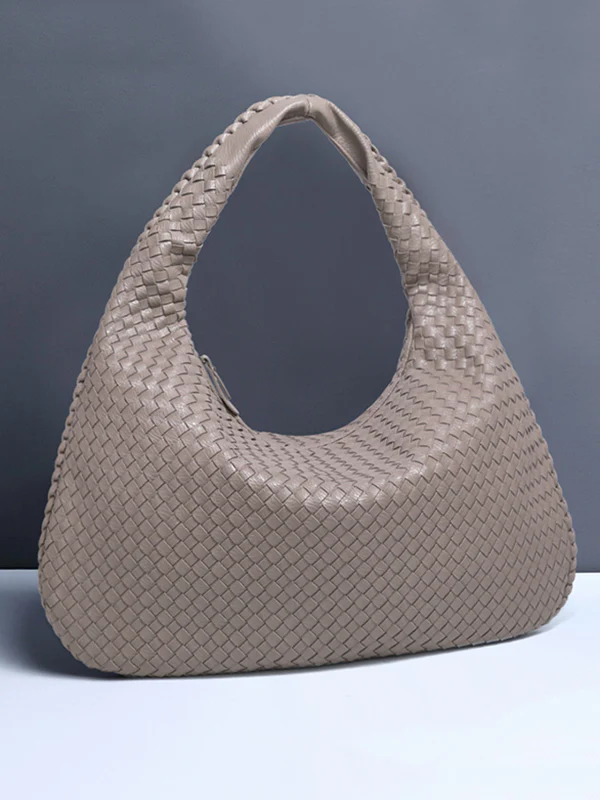 Geometric Solid Color Split-Joint Woven Zipper Bags Handbags - Image 12