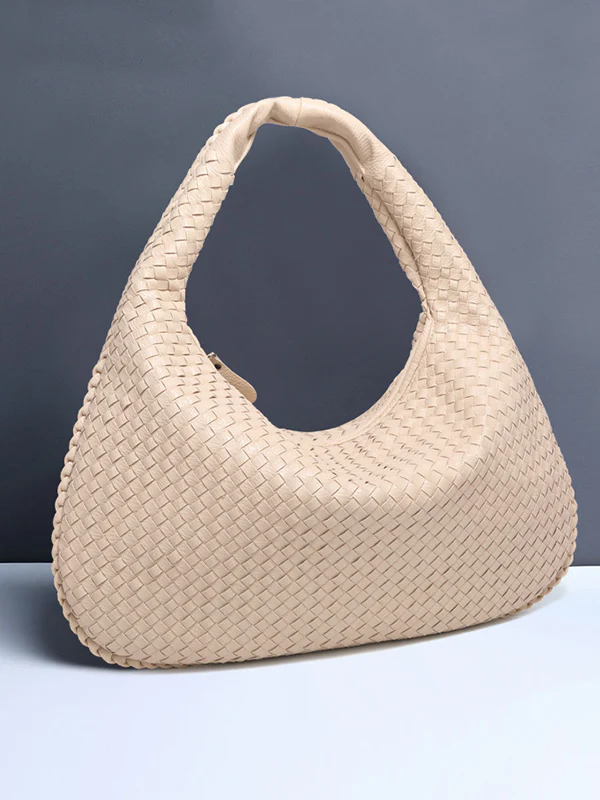 Geometric Solid Color Split-Joint Woven Zipper Bags Handbags - Image 14