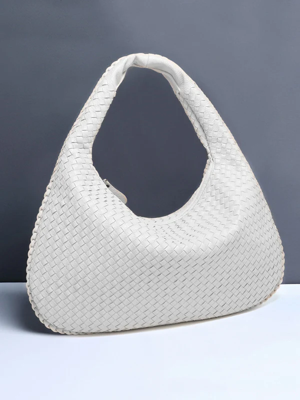 Geometric Solid Color Split-Joint Woven Zipper Bags Handbags - Image 15