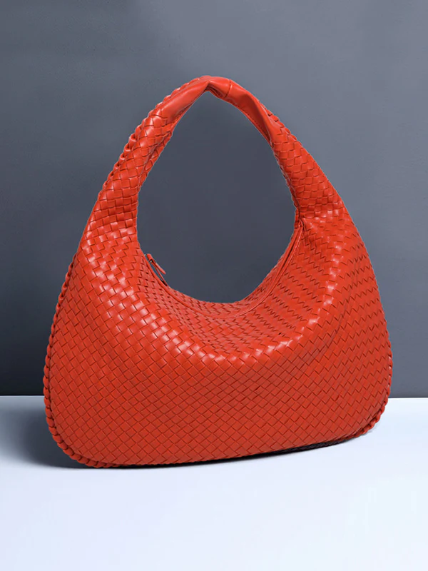 Geometric Solid Color Split-Joint Woven Zipper Bags Handbags - Image 17