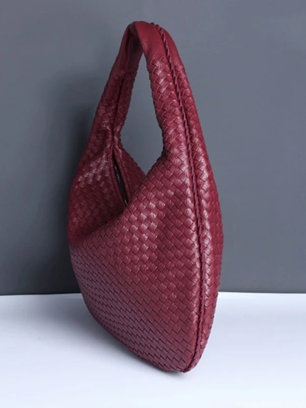 Geometric Solid Color Split-Joint Woven Zipper Bags Handbags - Image 18