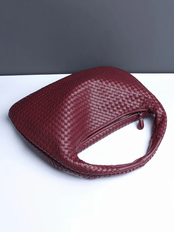 Geometric Solid Color Split-Joint Woven Zipper Bags Handbags - Image 20