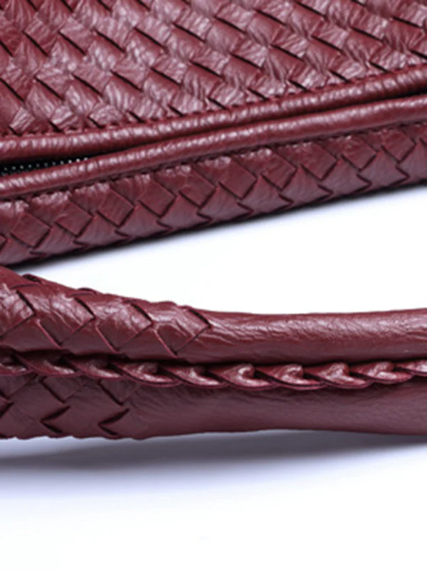 Geometric Solid Color Split-Joint Woven Zipper Bags Handbags - Image 24